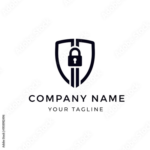 Shield with Lock Security Protection Icon.