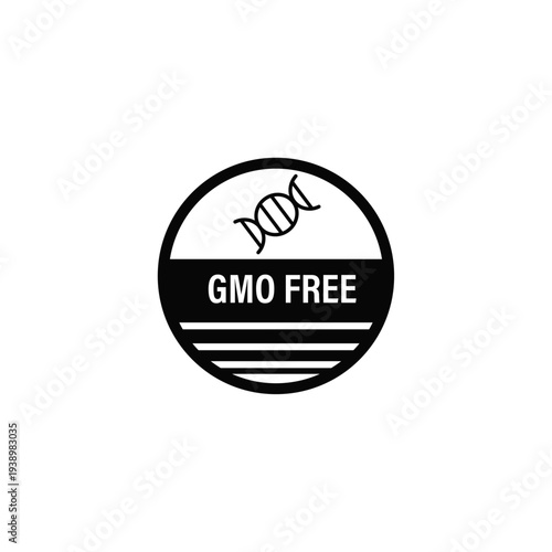 GMO free badge with DNA symbol for natural products