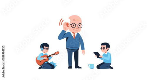Happy family enjoying quality time together with music and technology