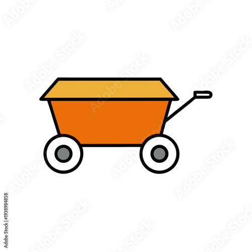 Orange farm feed mixer wagon isolated on white background