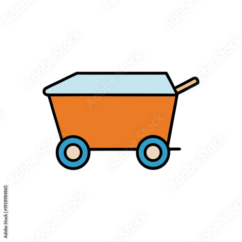 Colorful farm feed cart wagon isolated on white background vector