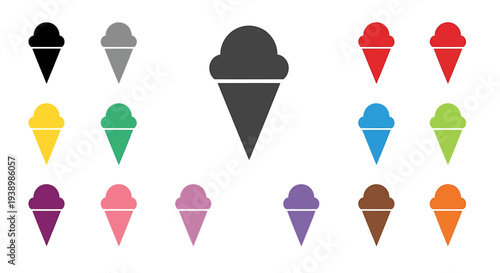 Colorful Ice Cream Cones Set.