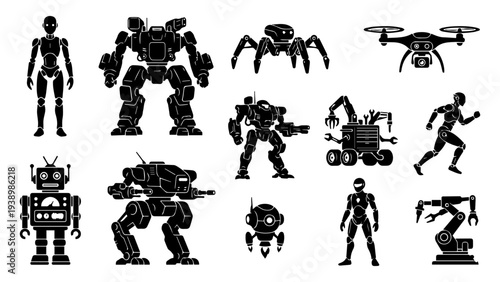 modern robot silhouette sheet