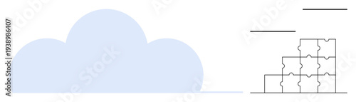 Cloud computing concept. Cloud icon with stackable puzzle pieces data integration and storage. Cloud computing for technology, data management, systems development, innovation