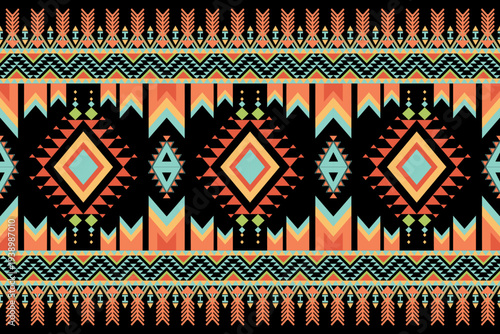 Geometric ethnic oriental pattern concept inspired by cross stitch motifs reflecting cultural harmony and symmetry, detailed vector pattern design for textile, fabric, batik, clothing, and wallpaper
