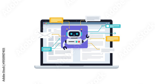 Innovative AI Chatbot Concept on Laptop Display, Illustrating Automated Digital Communication and Smart Web Solutions for Enhanced User Interaction