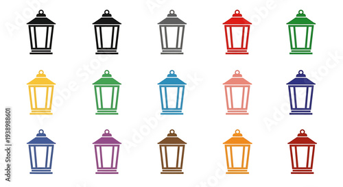 Colorful Lantern Set Vibrant Hanging Lights.