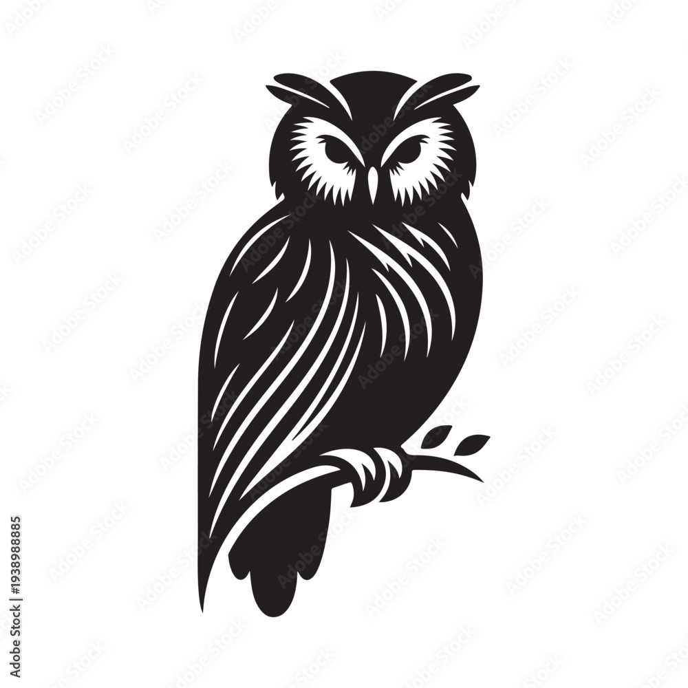 Fototapeta premium Majestic Owl Silhouette Powerful Nocturnal Bird Illustration Design Concept Idea Illustration