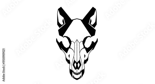 Black and White Deer Skull Illustration.