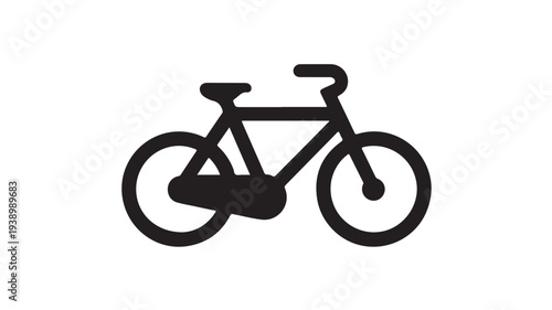 Simple Bicycle Silhouette in Modern Minimalist Style with Solid Black Color on White Background for Transportation Icon