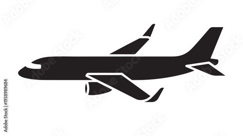 Airplane Silhouette in Modern Minimalist Style with High Contrast Black and White for Aviation Branding