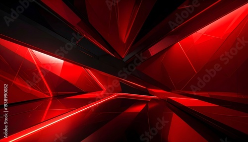 Tapety artystyczne Abstract geometric red and black background with sharp angles