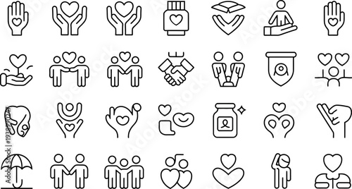 Charity & Human Care outline icons