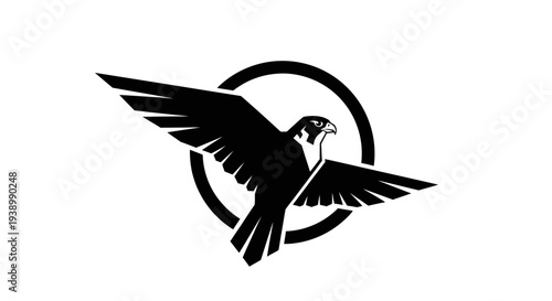 Black Silhouette Bird Flying Freely.