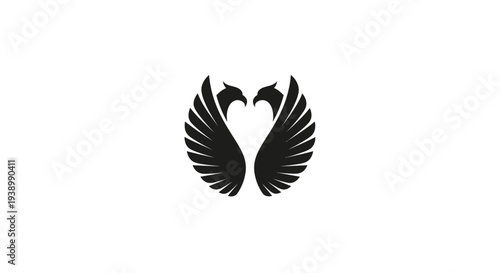 Black Silhouette of Two Swans Forming Heart Shape.