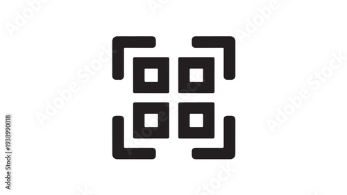 QR code symbol in simple modern design with black color on white background for mobile payment