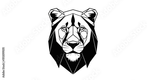 Geometric Low Poly Lion Head Illustration.