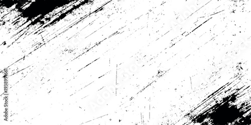 Grungy black ink splatter texture background with heavy diagonal charcoal grain featuring bold diagonal dry brush strokes and heavy ink splatters on a white background.