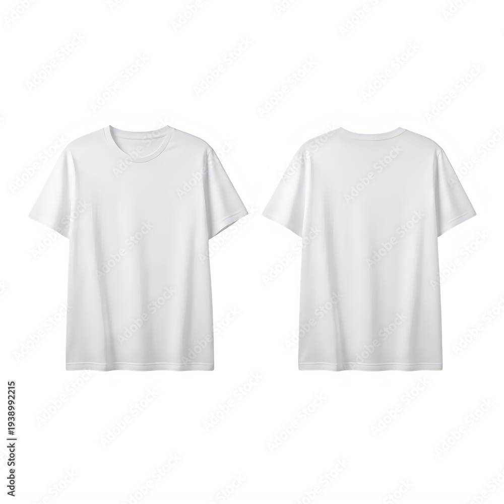 Naklejka premium Two plain white t-shirts displayed side by side for comparison. isolated on transparent background