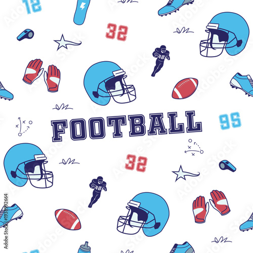 Vector Seamless American Football Pattern