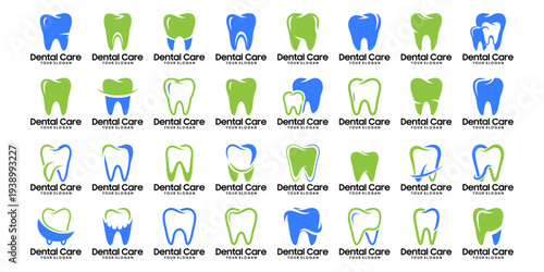 collection of dental logo illustrations for health, doctors and dental care