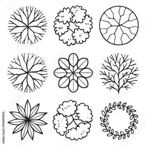 CAD Trees Top View Set – Landscape Design and Architectural Elements