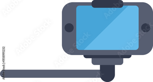 Smartphone attached to a selfie stick, representing mobile device photography or video