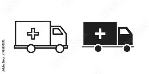 Ambulance icon - editable stroke vector illustration eps10.