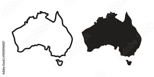 Australia map icon - editable stroke vector illustration eps10.