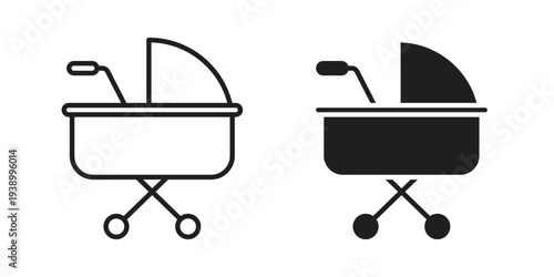 Baby carriage icon - editable stroke vector illustration eps10.