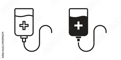 Blood transfusion icon - editable stroke vector illustration eps10.