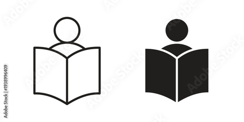 Book open reader icon - editable stroke vector illustration eps10.