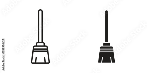 Broom icon - editable stroke vector illustration eps10.