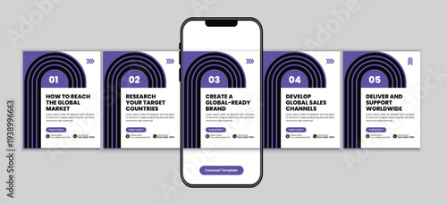 Global Brand Growth Strategy Social Media Carousel Template for International Marketing Business Expansion and Corporate Consulting