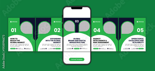 Global Brand Growth Strategy Social Media Carousel Template for International Marketing Business Expansion and Corporate Consulting