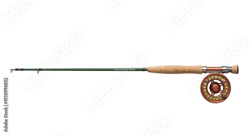 Isolated fishing rod with reel for sport fishing activities and leisure pursuit on vacation