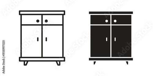 Cabinet icon - editable stroke vector illustration eps10.