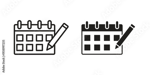 Calendar pen icon - editable stroke vector illustration eps10.
