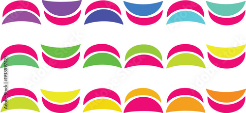 Colorful abstract semicircles in rows for modern graphic design background.