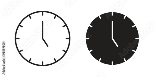 Clock-five icon - editable stroke vector illustration eps10.