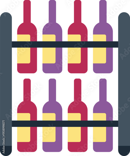 Wine bottles filling a storage rack, symbolizing a cellar or store