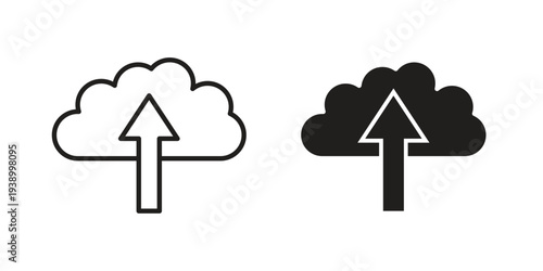 Cloud upload icon - editable stroke vector illustration eps10.