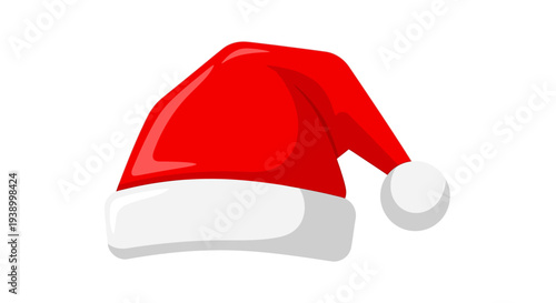 Red Santa hat with white pompom for Christmas holiday