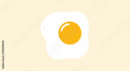 Simple flat design fried egg icon on light background