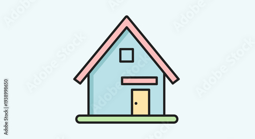 Simple flat design home icon on pale blue background