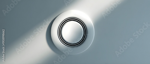 Metal air vent on a white wall with geometric pattern for industrial interior design minimal style