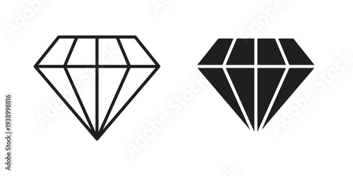Diamond icon - editable stroke vector illustration eps10.