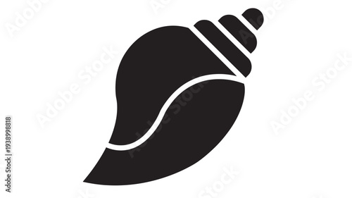 Seashell icon with spiral chambers and a pointed apex on a white background for maritime or coastal themes