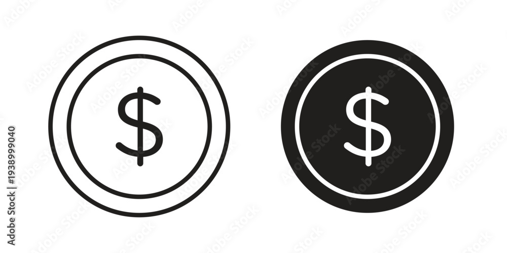 Obraz premium Dollar icon - editable stroke vector illustration eps10.