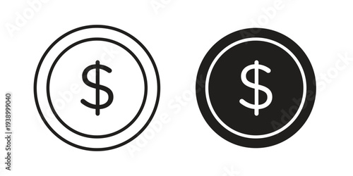 Dollar icon - editable stroke vector illustration eps10.